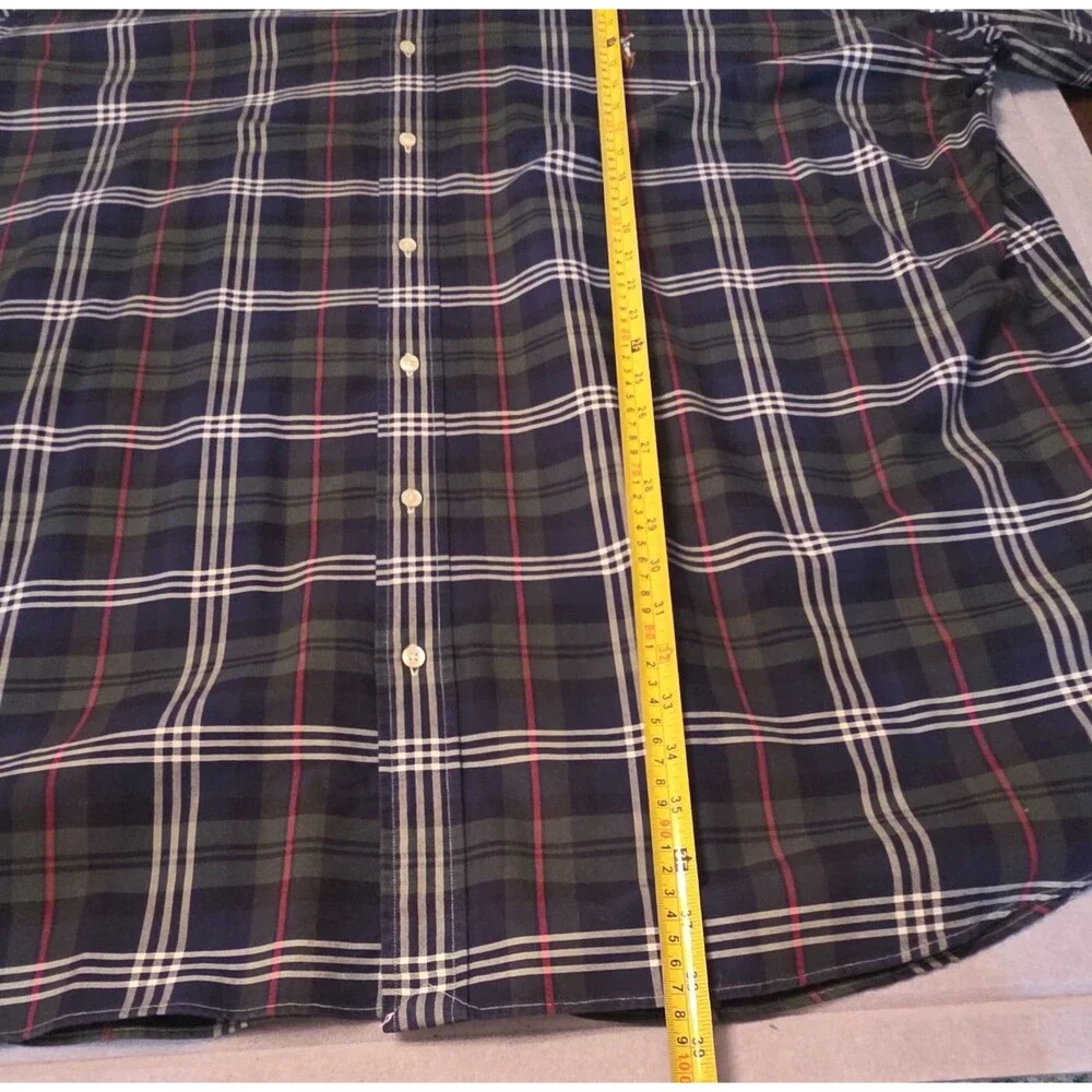 Ralph Lauren Navy/White Shirt 4XLT Long Sleeve Plaid Mens NOT FLANNEL